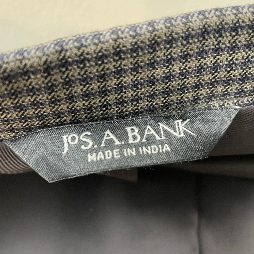 Jos A Bank Travelers Collection Wool Sport Coat 42L Grey Houndstooth‎ Blazer